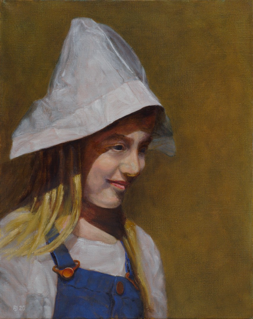 Painting 'Girl with paper hat'